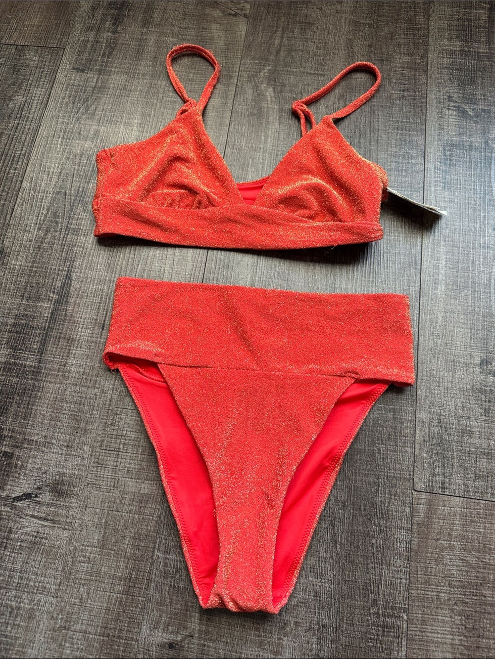 aerie Shimmery Red Bikini Set NWT